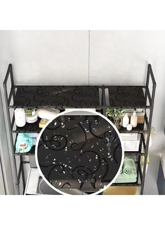 هابي هوم منظم ورف حمام متعدد الاستخدامات 2 طبقة و2 صفوف رفوف جانبية وخطافات لتعليق المناشف وأدوات التنظيف – مصنوع من فولاذ وPP مقاوم للرطوبة والصدأ – تصميم خفيف وعصري لتخزين المناشف وأدوات العناية الشخصية 81×25×138 سم - Image 3